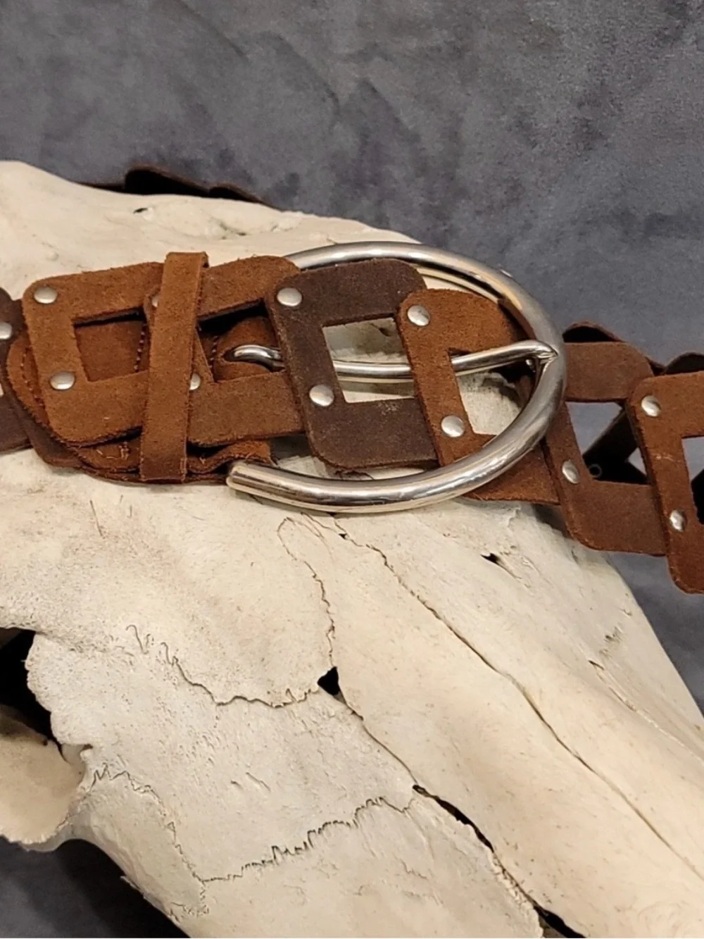 Wear it brown leather belt Italy western statement S M L